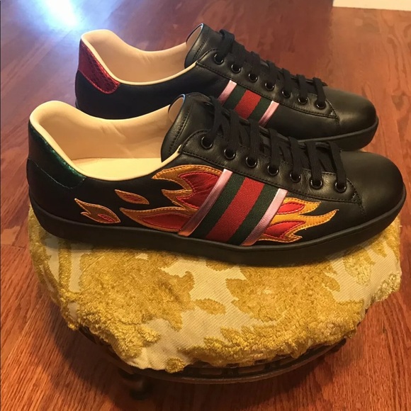 gucci flame shoes black